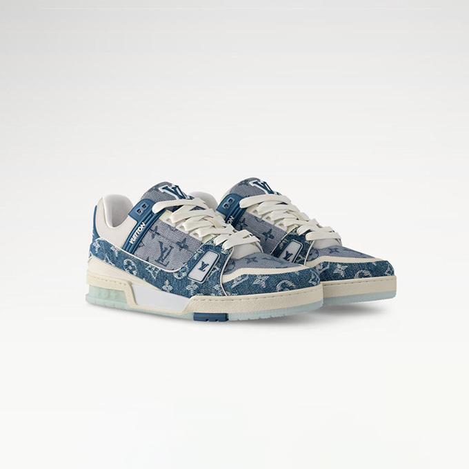 lv louis vuitton trainer monogram denim sneaker
